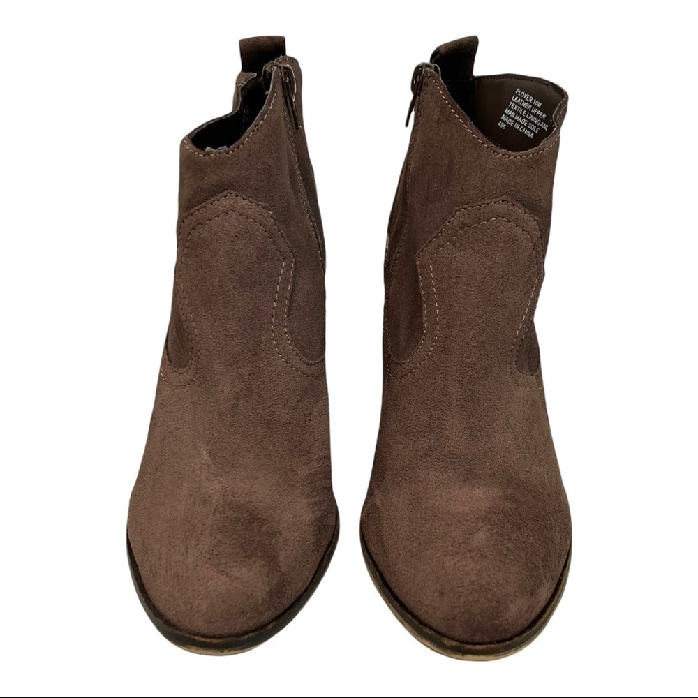 Steve Madden Plover Brown Suede Leather Stack Heeled Booties - Picture 2 of 13